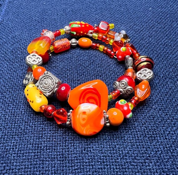 Boho Style Memory Wire Wrap Bracelet - image 1