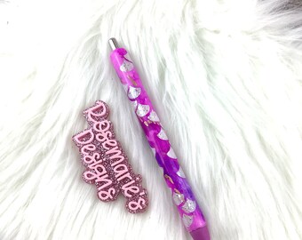 Purple Mermaid splash Pen, Epoxy Gel Ink Pen, Customized pens, resin pen, Glitter Pen, Gift for Nurse, Gift for Teacher