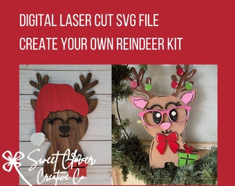 Reindeer Laser Cut File, Create Your Own, Glowforge Reindeer, Laser Cut File, Christmas Laser File, Christmas Laser SVG, DIY Reindeer File