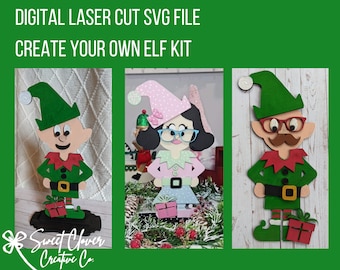 Elf Laser Cut File, Create Your Own, Glowforge Elf, Laser Cut File, Christmas Laser File, Christmas Laser SVG, DIY Elf File