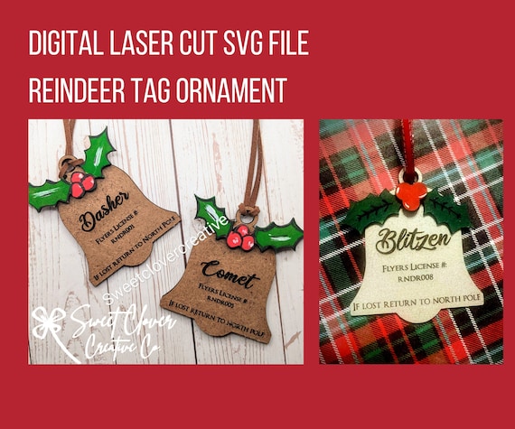 Reindeer Laser Cut File Reindeer Ornament Glowforge Collar | Etsy
