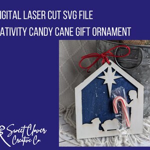 Nativity laser cut file, Candy Cane Christmas Ornament SVG, Christmas Laser Cut File, Laser Cut Christmas Ornament File,