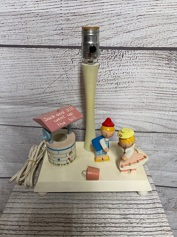 Vintage Jack & Jill Wooden Lamp Etsy
