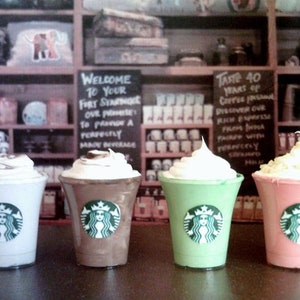 1/3 Scale Doll Starbucks Restaurant Frappacinno Set Of 4 Drinks