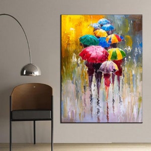 People With Umbrellas, Colorful Street, Rainy Day, Popart