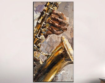 Saxophone, Music, Jazz, Rock, Blues, Grunge, Vintage, Retro, Canvas Painting, Canvas Board