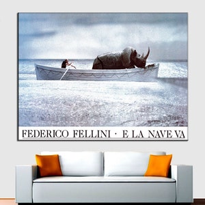 Federico Fellini, Y el barco va, E la Nave Va, Cine, Película de culto, Pintura de lienzo, Arte de pared, Decoración de pared,
