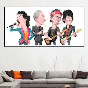 The Rolling Stones, Rock Band, Mick Jagger, Keith Richards, Ronnie Wood, Charlie Watts, Cartoon