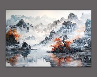 Mountains in China, Landscape, Avatar Geography, Miniature Art,Canvas Painting,Wall Art