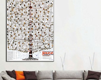 JAZZ STORY IN USA　ポスター 額縁付　ジャズツリー　約B1 JAZZ STORY IN USA ポスター 額縁付 ジャズツリー 約B1 - メルカリ