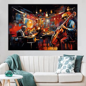 Jazz Club, Night and Music, Concert, Orchestra, Jazz Wall Decor, Canvas Painting