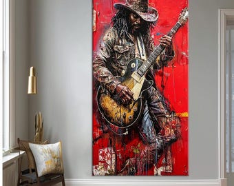 Guitarist, Rock, Music, Grange, Abstract,Wall Decor,Canvas Painting