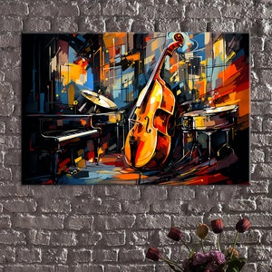 Musical instruments,  Club, Night and Music, Concert, Orchestra, Jazz Wall Decor, Canvas Painting