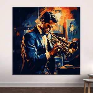 Chet Baker, Trumpet, Jazz Club, Night and Music, Concert, Orchestra, Jazz Wall Decor, Canvas Painting