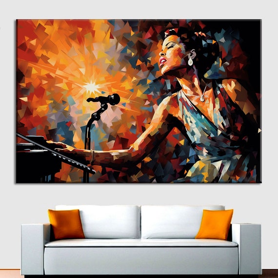 Billie Holiday, Abstract, Jazz Club, Night and Music, Concert, Orchestra,  Jazz Wall Decor, Billie Holiday, Singer,jazz Singer - Etsy Israel