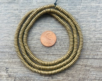 Brass Heishi Beads Strand – Antique Long Spacer Beads (1.5x4.5mm)