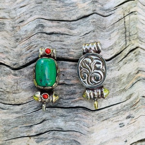 Turquoise Pendant; Tibetan Gau Designs Turquoise Pendant, ( 3.5” ) Nepal Handmade Pendant..glap06