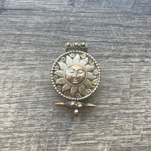 Handmade Tibetan Silver Sun Pendant: Nepal Boho Style