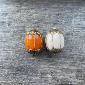 Jumbo Resin Tibetan Bead: Nepal Ethnic Bead with Brass (29mm)
