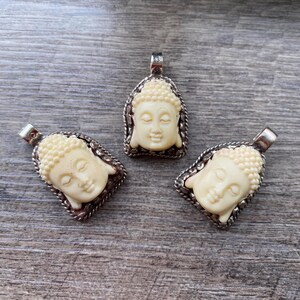 Resin Buddha Pendant: Turquoise, Coral, Tibetan Silver (1.12") image 10