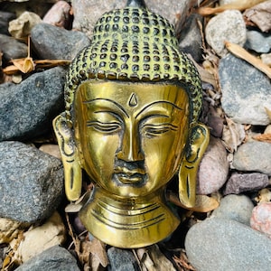 Brass Buddha Head Statue, Buddha Statue, Home Decor, Yoga Life, Zen Life…