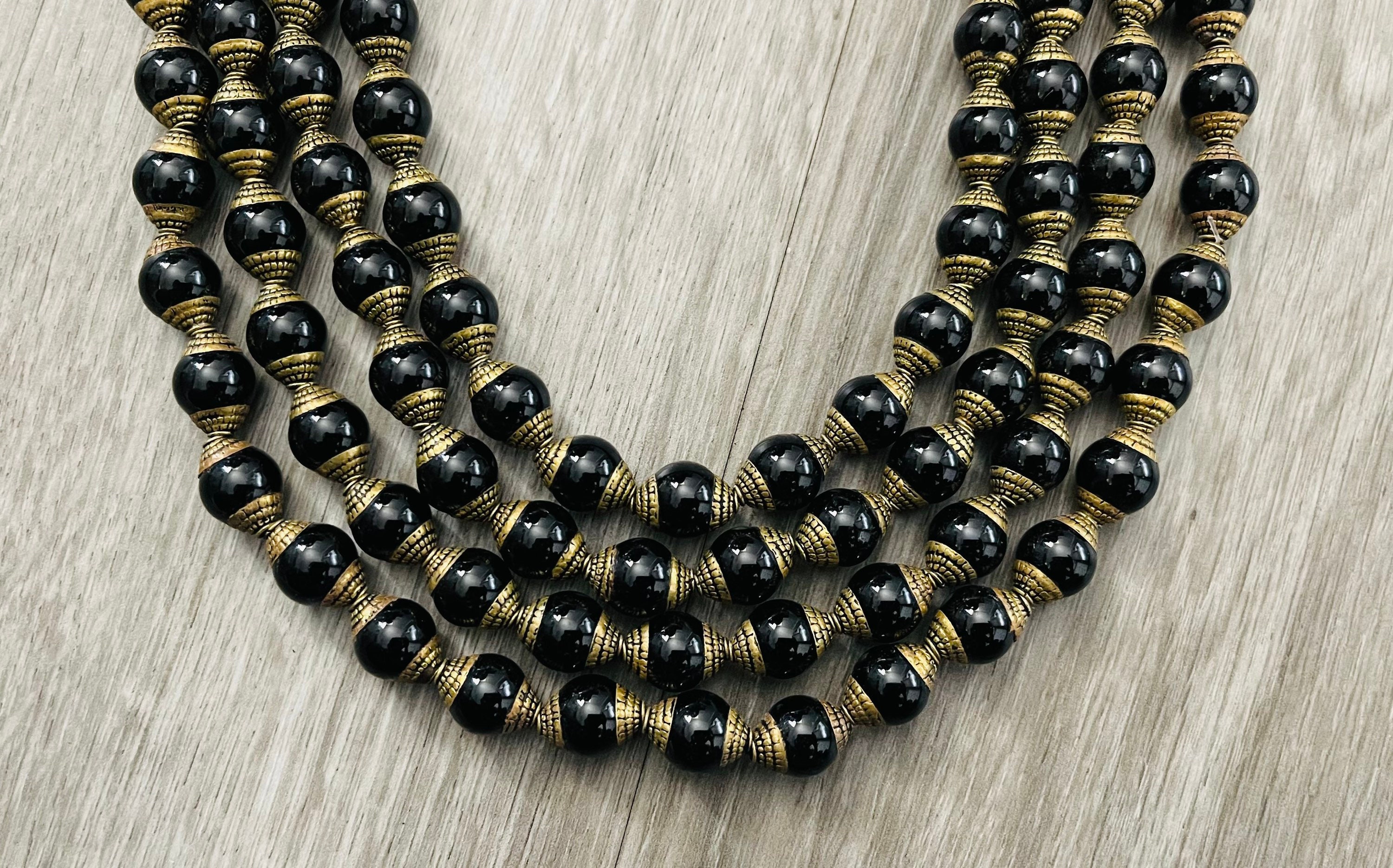 8mm 15.5 Inches Black Matte Tibetan Style Soccer Beads for Jewelry Making