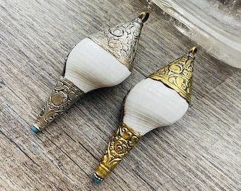 Antique Japanese Horagai Conch Shell Trumpet: Yamabushi Monk