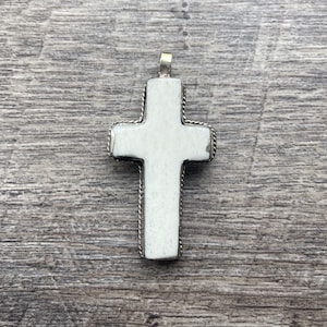 Cross Pendant: 2” Inches long, Buffalo Bone Cross with Tibetan Silver Curved, Brass Pendants, South Western Pendant, Cross Jewely..TSP08