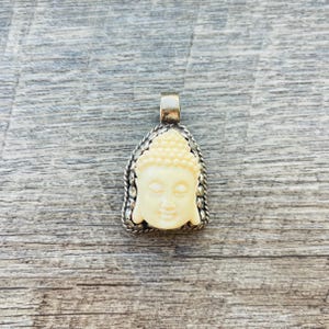 Resin Buddha Pendant: Turquoise, Coral, Tibetan Silver (1.12") image 12