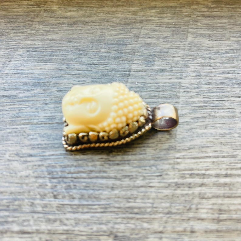 Resin Buddha Pendant: Turquoise, Coral, Tibetan Silver (1.12") image 11