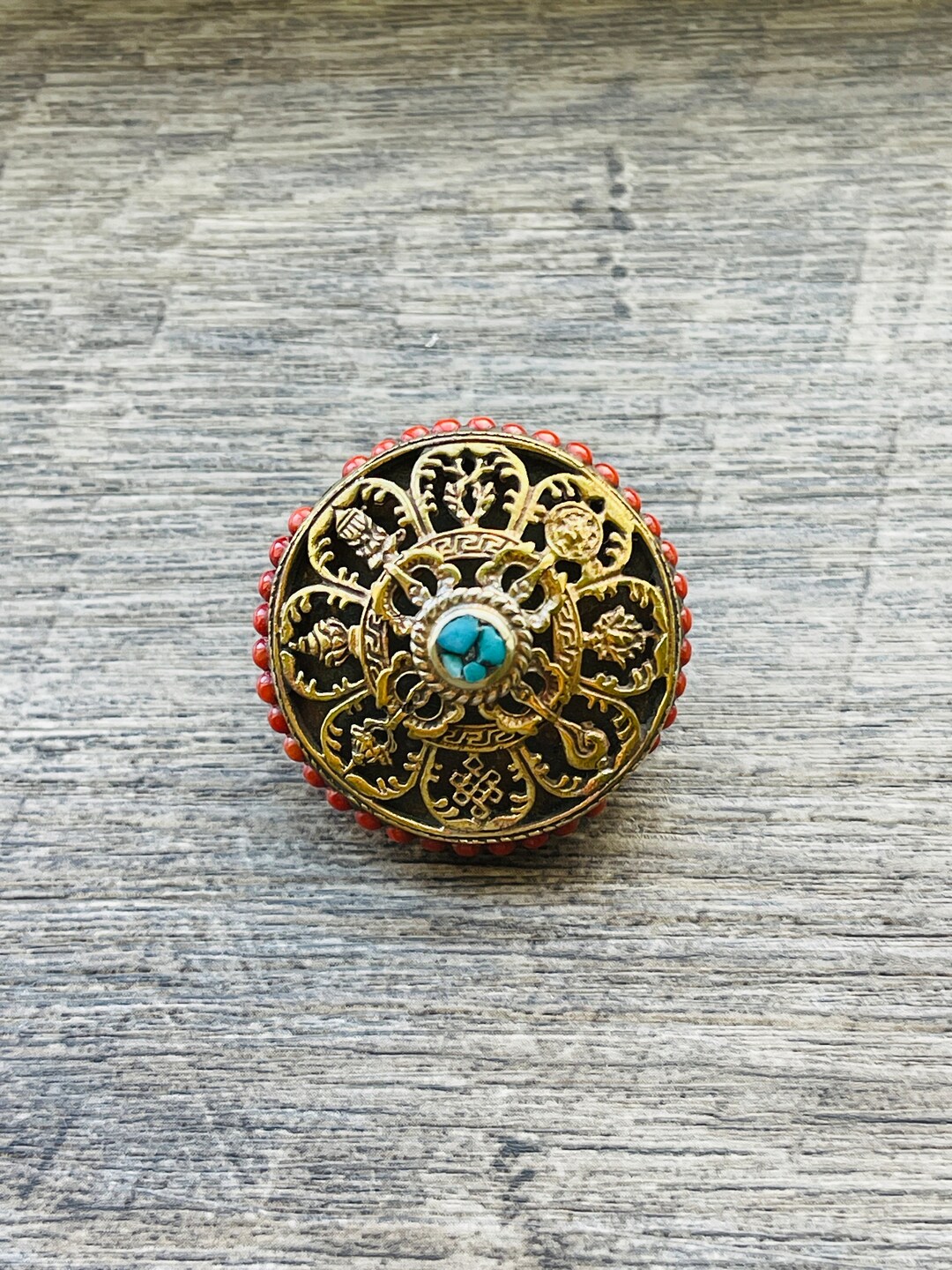 Large Good Luck Beads 8 Auspicious Symbols Tibetan Beads, Nepal Beads