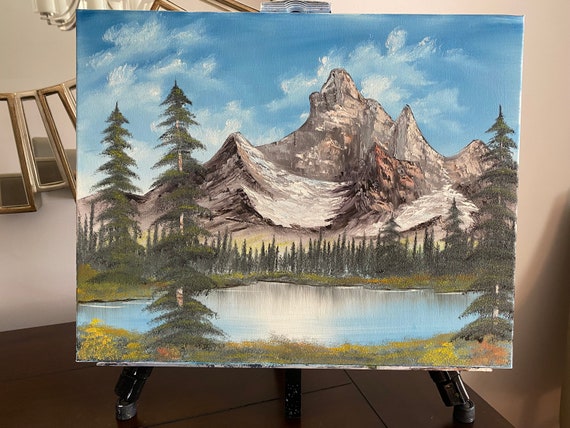 マイティ マウンテン レイク: ボブ ロスにインスパイアされた油絵 16