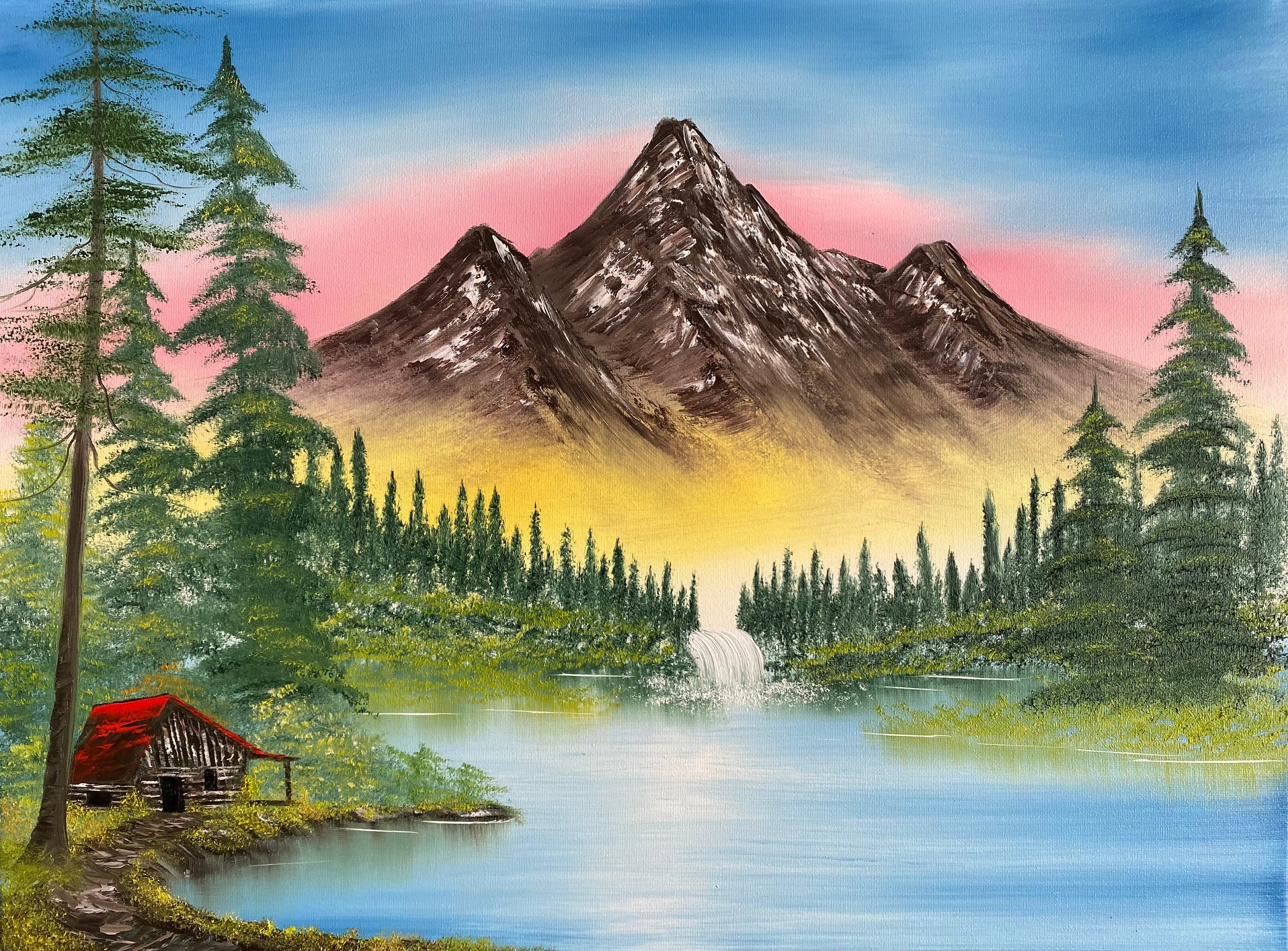 Bob ross mountain painting deals