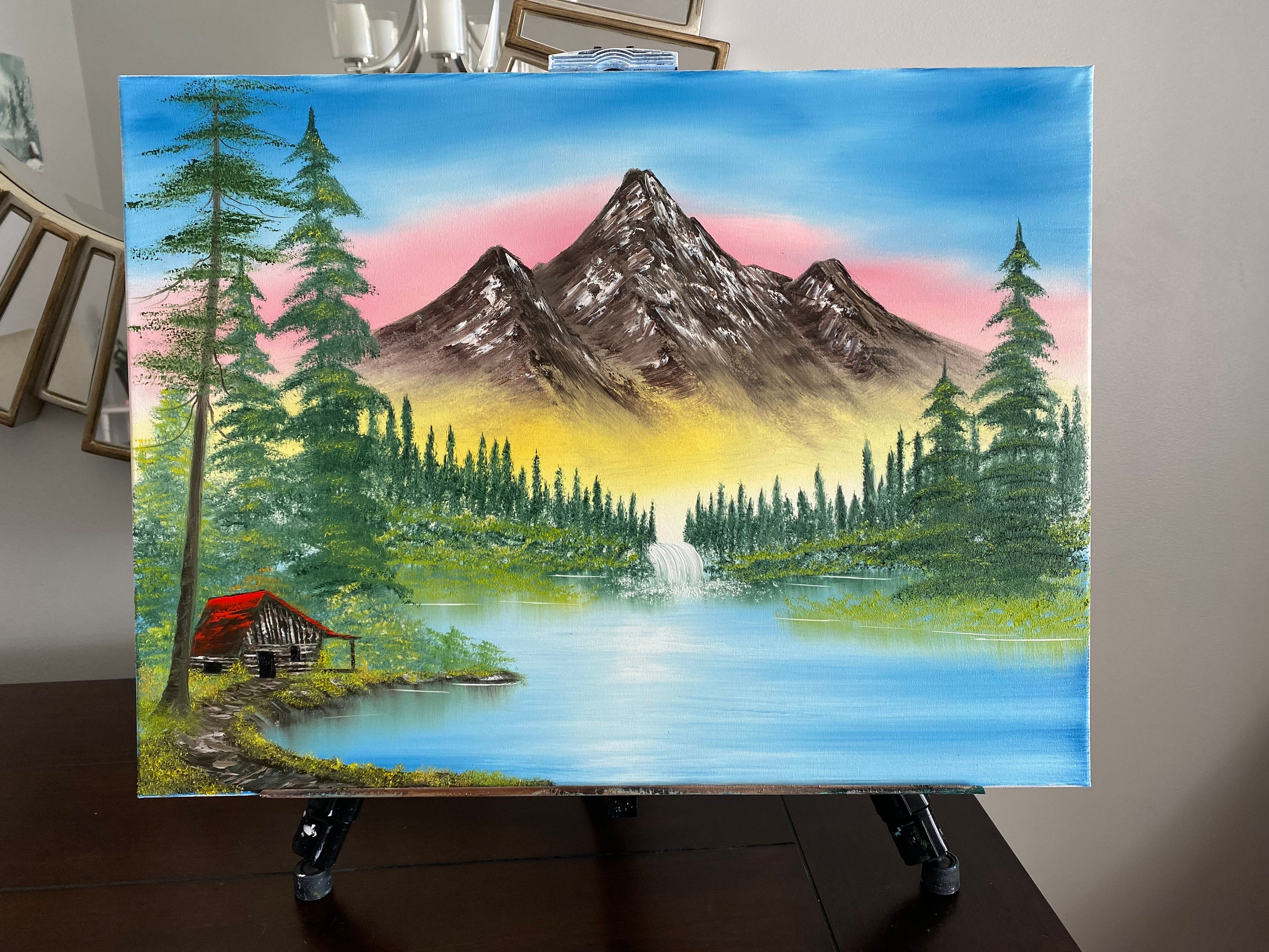 Mountain Retreat Bob Ross Inspired Oil Painting 18x24 Etsy Mountain Retreat Bob Ross Inspired Oil Painting 18x24 Etsy