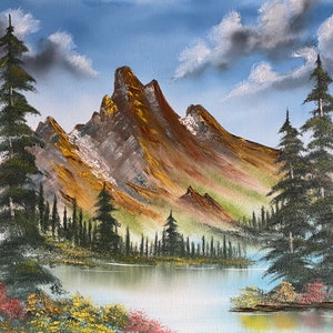 Autumn Peaks: Bob Ross Style Oil Painting 16&quot;x20&quot;