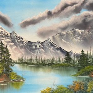 Bob Ross Stil Doppel Berg Ölgemälde 16 &quot;x20&quot;