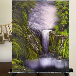Lavender Falls: Oil on Canvas Painting 20&quot;x16&quot;