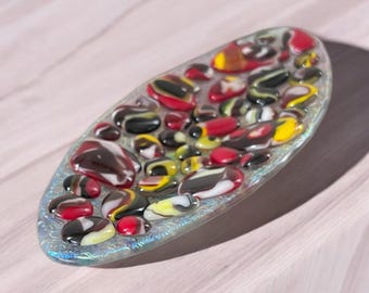 Plato de vidrio fundido hecho a mano - Plato artístico vibrante - Regalo perfecto para San Valentín