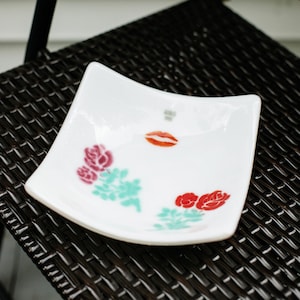 Kiss Me Romantic Handmade Glass Plate