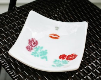 Kiss Me Romantic Handmade Glass Plate