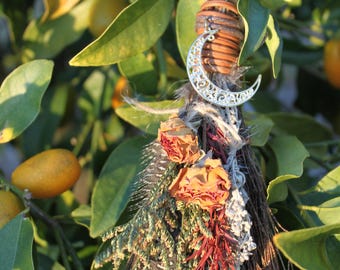 cottage witch Cinnamon Besom for protection, love, and guidance, 6 inch