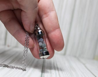 Grape Agate Glass Vial Necklace