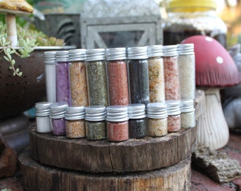 WITCH SALT SET Magickal salt set Set of Salts Protection and Cleansing Spellwork Ritual Cast Altar Celtic Morning Glory Green Red Black salt