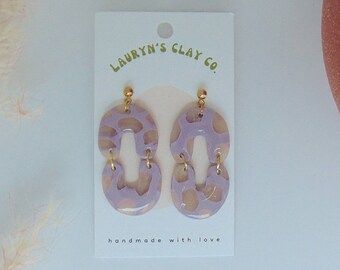 Handmade clay earrings - Purple + translucent bubble