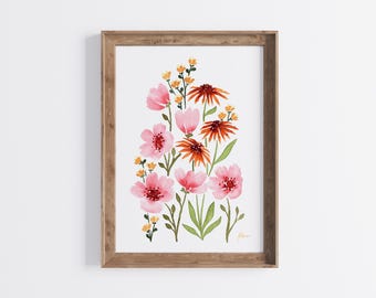 Wildflower Study III Fine Art Print, Floral Watercolor Painting, Flower Home Decor Wall Art