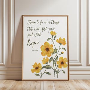 Watercolor Yellow Flowers Digital Print - Christian Quote Wall Art - LDS Art
