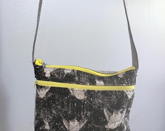 Owl Crossbody Bag – Gothic Forest Woodland Purse Small Zip Shoulder Handmade Upcycled Dark Cottagecore