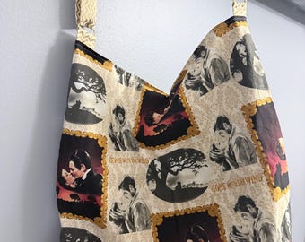 Classic Old Hollywood Film Fabric Upcycled Shoulder bag – Vintage Romantic Movie tote Cottagecore
