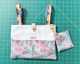 Bolsa para andador y silla de ruedas – Bolso para andador hecho a mano con tela vaquera reciclada estilo sirena.