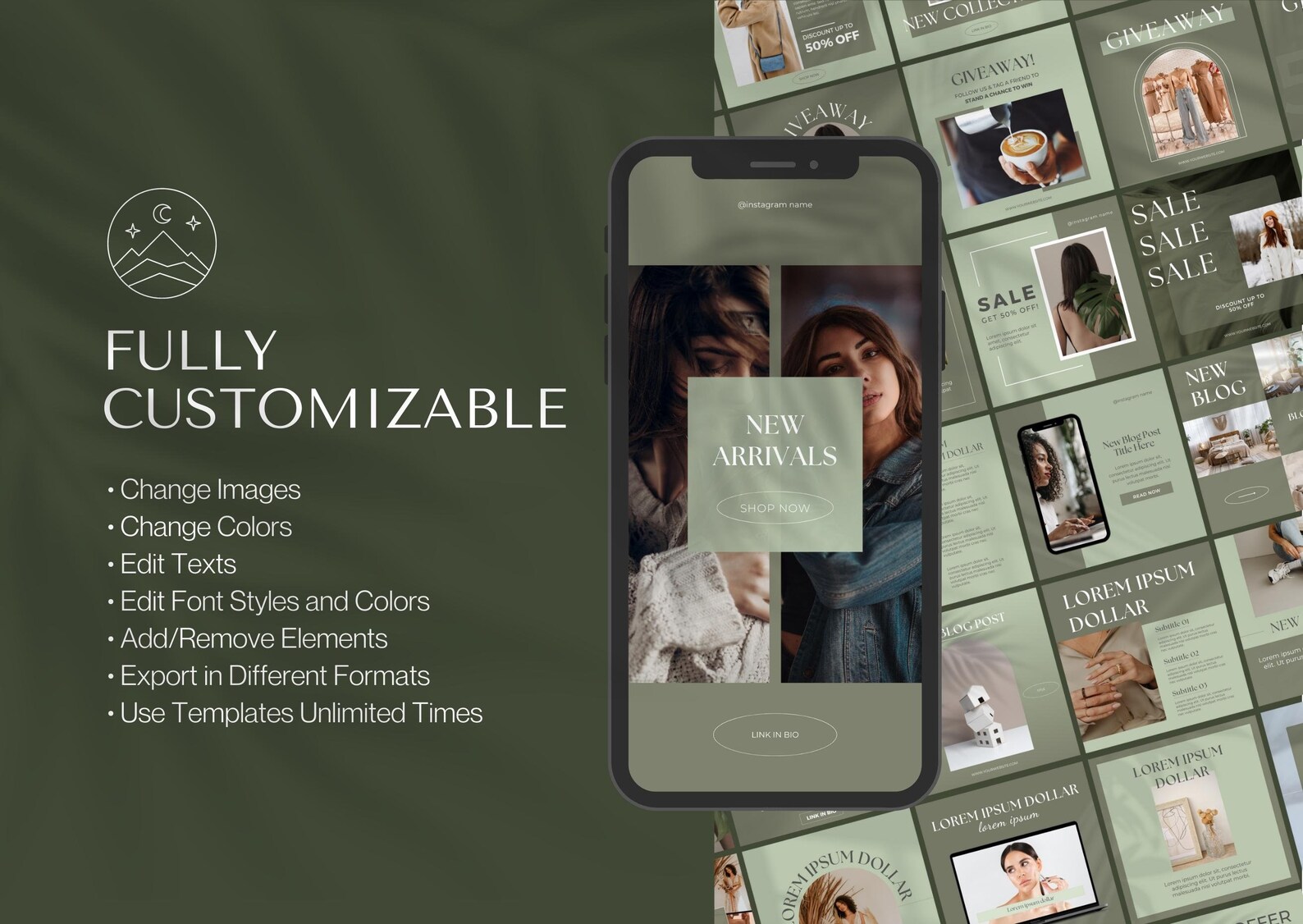 150 Luxury Green Instagram Templates Kit Designed With Canva Etsy